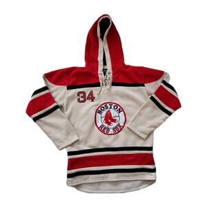 MLB Boston Red Sox #34 Ortiz old time style Fleece Lined hoodie men size L